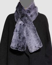 $85 Surell Women Purple Faux-Fur Rex Rabbit Acrylic Pull-Through Scarf One Size