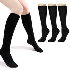Knee High Uniform School Soccer Socks Dance Womens Girls Black Size 9-11 6-8 Lot
