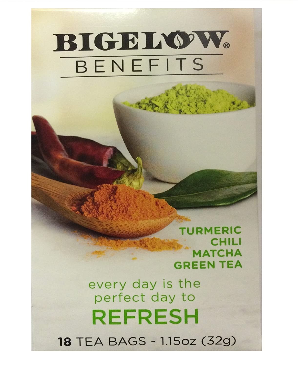 Bigelow Benefits Turmeric,Chili, Matcha green tea,Pack of 1