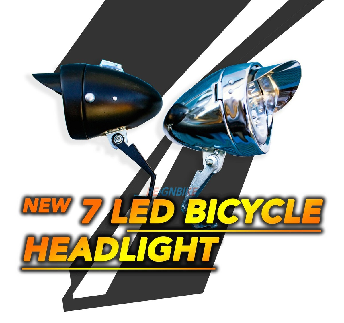 Bicycle Front Headlight Lowrider Retro 7 LED Battery Powered