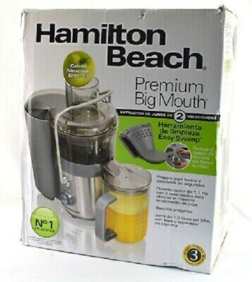Hamilton Beach 67850 Premium Big Mouth 2 Speed Juice Extractor, Silver & Black