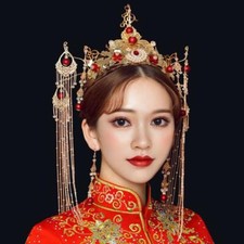 Chinese style Retro Elegant Crystal Wedding Prom Bridal Headdress Earrings