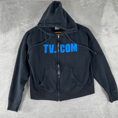 Y2K Hoodie Womens Medium Black Internet TV Full Zip Cyber Mall Goth 2000s