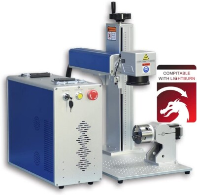 US Stock 50W JPT Fiber Laser Engraver Marking with 175mm Lens and 80mm Rotary