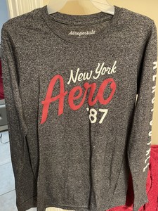 Aeropostale Hombre Chico Manga Larga Cuello Redondo Camiseta Nueva York  imagen del logotipo gris | eBay