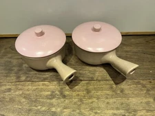 Vintage Lot Of 2: La Solana Clay Pottery Individual Serving Casserole Bowl W Lid