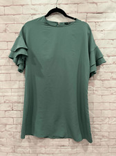Zara women's mini dress ruffle sleeves summer mint green size small