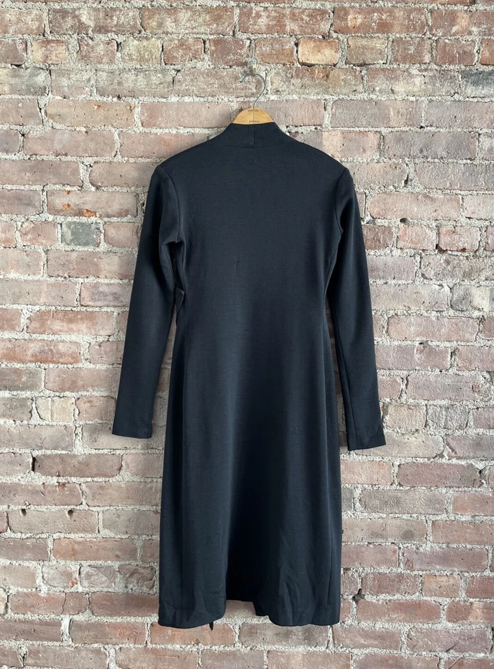 Cárdigan largo vintage Isaac Mizrahi para mujer, talla pequeña, negro 100 % lana EE. UU. 80’s Foto 3 de 4