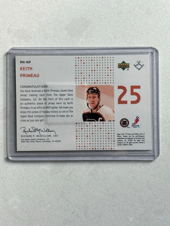 2003 Upper Deck SP Game Used Edition Keith Primeau /225 #PH-KO - Image 2 of 2
