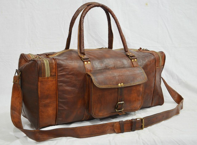 New Men genuine Desart leather USA brown duffel travel gym weekend overnight bag | eBay