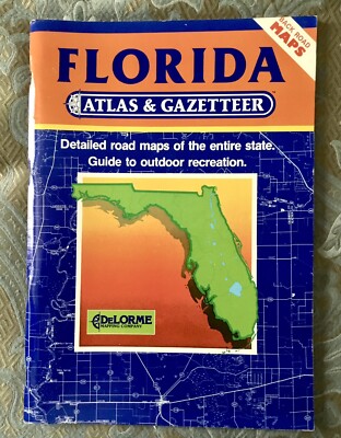 FLORIDA  Atlas & Gazetteer DeLorme Topo Maps - Beaches, Disney, Baseball PB - VG