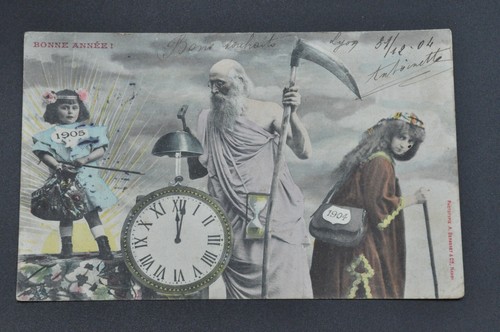 Carte postale : bonne année à vélo