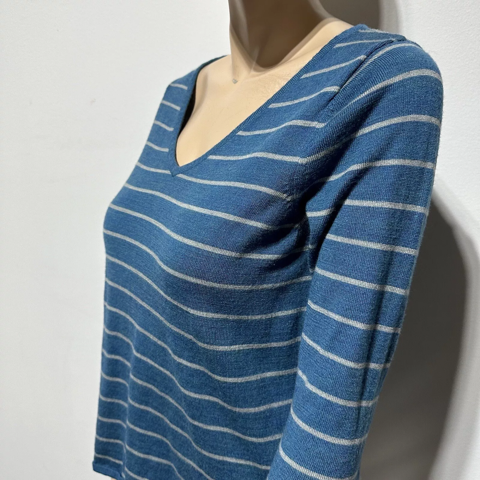 smartwool split stripe v-neck merino wool blend sweater