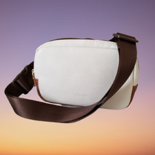 NWT Brown  White Faux Leather Waist/Fanny/Belt Bag Purse w/Adjustable Strap