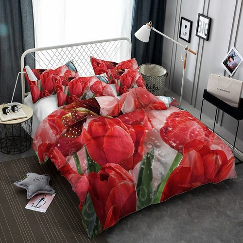 Abstract Floral Bedding Set Duvet Cover Pillowcase Comforter Queen King Bedroom - Picture 14 of 25