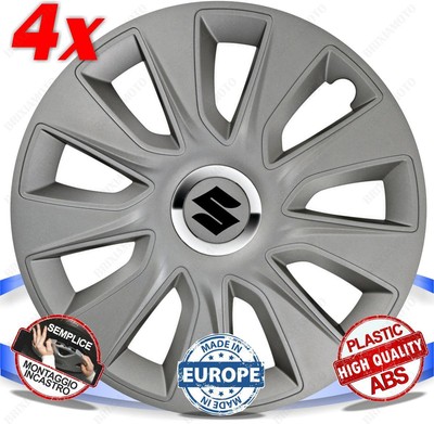 4 COPRICERCHI CALOTTE BORCHIE 16 RUOTE ACTIVE GRAFITE AUTO SUZUKI Grand Vitara