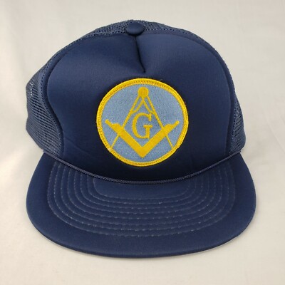 Rare Vintage Free Masons Mesh Trucker Snapback Hat Old Patch Cap Re Play Replay