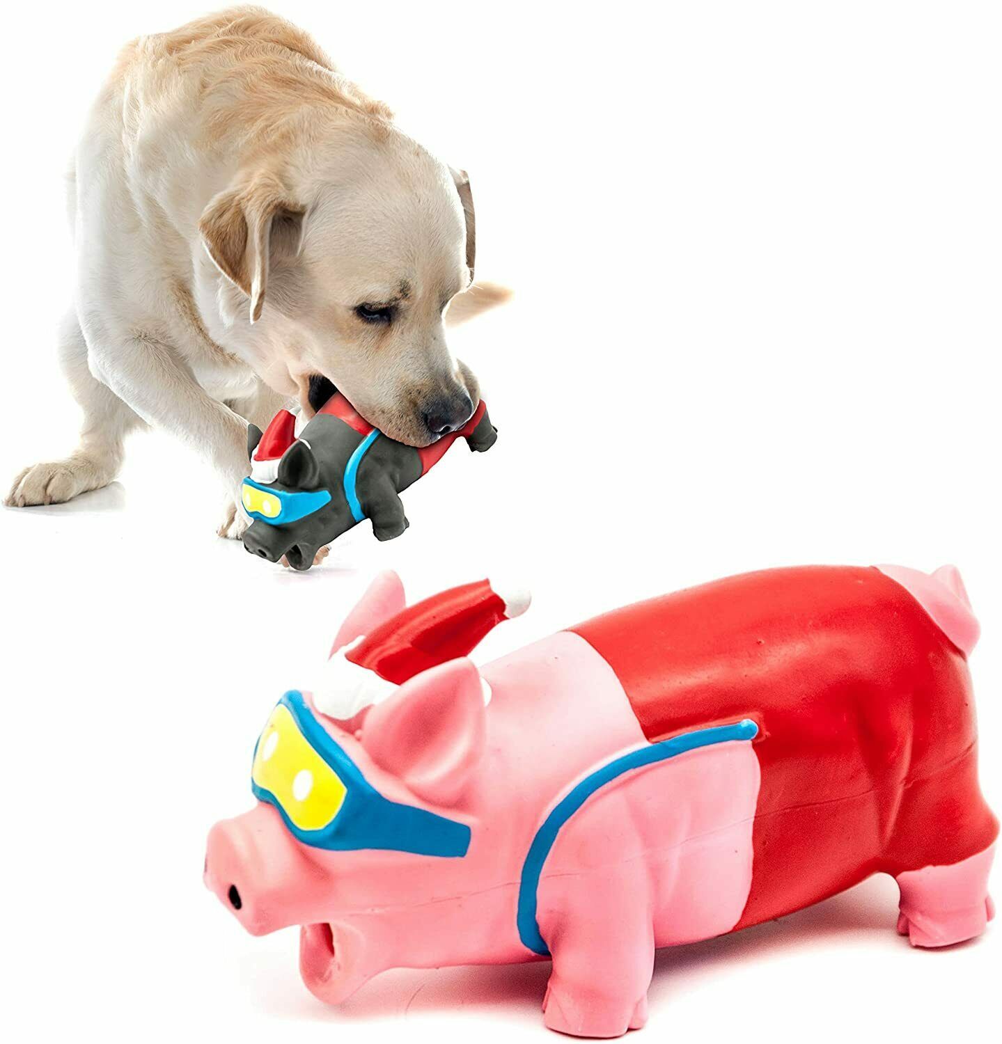 7" Long PIG Dog Toys LATEX Grunter Squeaky Dog Gifts Fetch Interactive