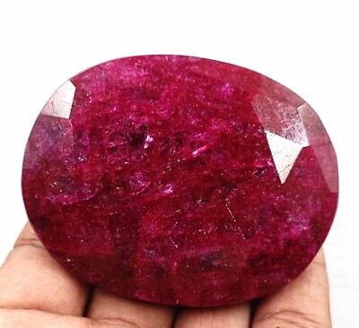 600-615 Ct Great Sale Africa Gemstone Natural Red Ruby Oval Cut Certified DSL