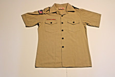 Boy Scouts of America BSA Youth Shirt Tan Large Plain No Patches Short Sleeve