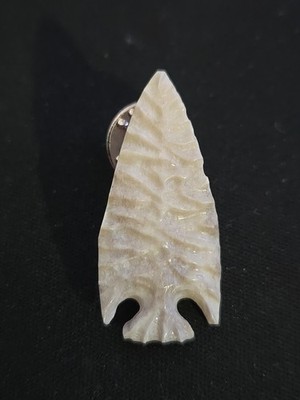 Artisan Made White Clay Arrowhead Designers Pin- Signed '' P ''
