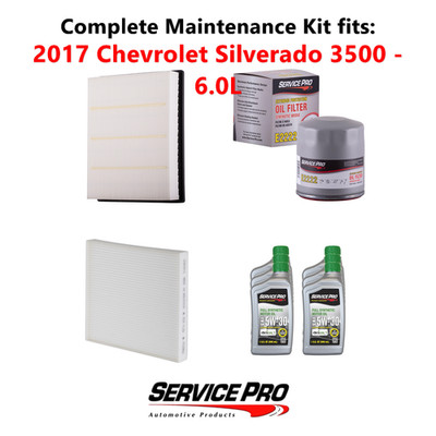 2017 Chevrolet Silverado 3500 6.0L Complete Air, Oil & Cabin Filter Kit (5W-30)