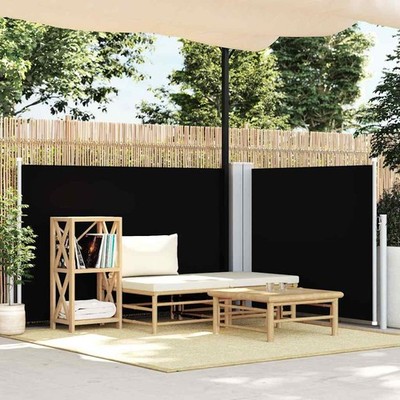 Seitenmarkise Ausziehbar Schwarz 100x600cm Windschutz Sichtschutz vidaXL