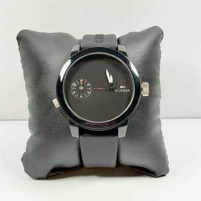 Tommy Hilfiger Denim Black Dial Silicone Band Men s Watch  1791326