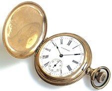 Antique American Waltham Co. Pocket Watch Gold Plated Vintage  4.25 cm wide
