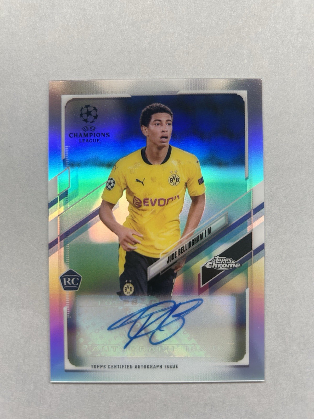 2020 Topps Chrome UEFA Silver Refractor Jude Bellingham ROOKIE RC Auto #CA-JBL view 8