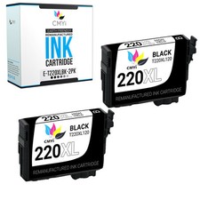 2PK 220XL T220XL Black Ink Cartridges For Epson 220 XL Workforce XP-320 WF2650