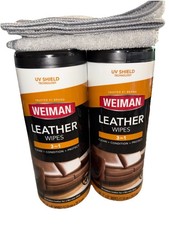 Lot of 2 Weiman LEATHER 3-in-1 Wipes 30 - 7" x 8" Wipes Per Package