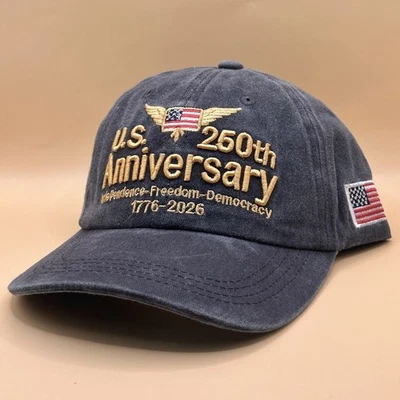America 250th Anniversary Embroidered Cap Unstructured Hat Eagle Vintage Wash - Image 1 of 4