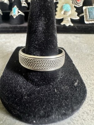 Sterling Silver Braided Band Spinning Fidget Ring Size 11.5