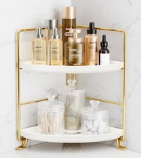 2-Tier Corner Bathroom Counter Organizer, Vanity Tray, Gold