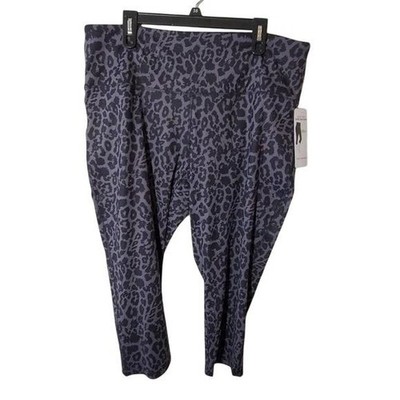 Vogo Athletica Nude Tech Super High Waist Leopard Leggings Grey Black 3X NEW