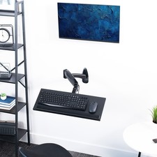 VIVO Pneumatic Keyboard Mouse Platform Wall Mount, Keyboard Tray Arm