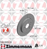 2X Zimmermann 590.2819.20 Bremsscheibe FüR Lexus Passend FüR Subaru Toyota