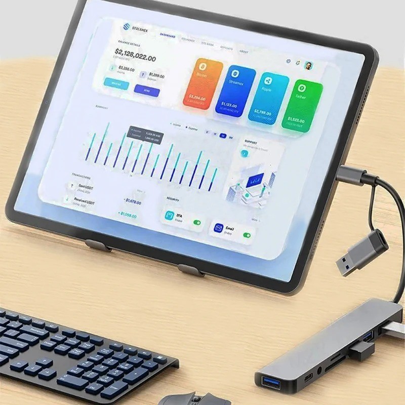 8 In 2 USB 3.0 HUB USB C HUB USB C Docking Station High Speed Transfer image 6