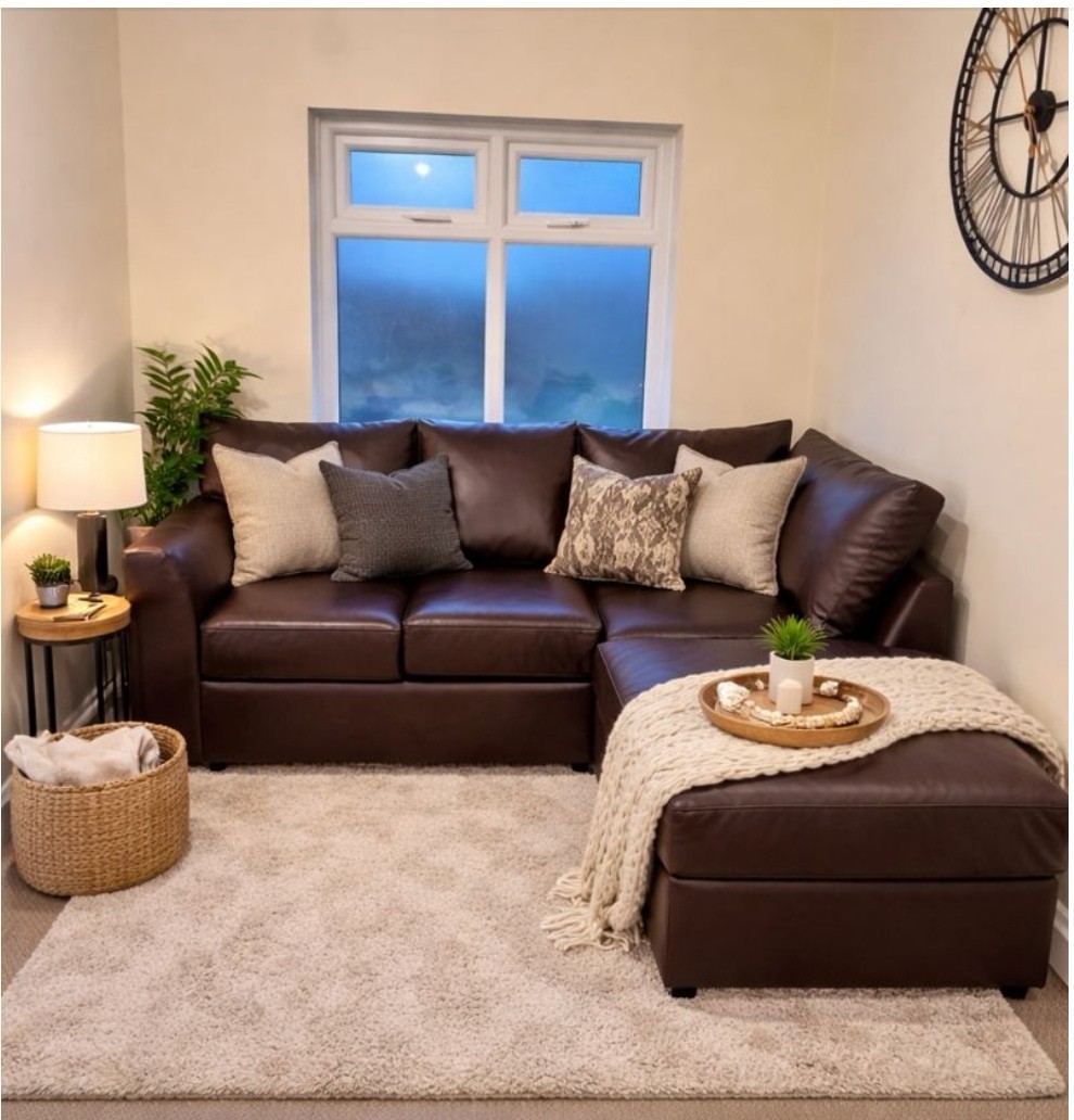 Brown Leather Corner Sofa