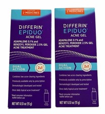 Differin Acne Gel Adapalene 0.1 Benzoyl Peroxide 2.5 15g 2 Pack NEW