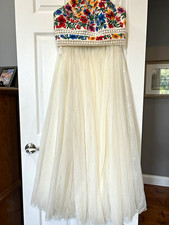 Sherri Hill Size 10 Ivory Long Halter Gown Floral Embroidered Sequin Tulle