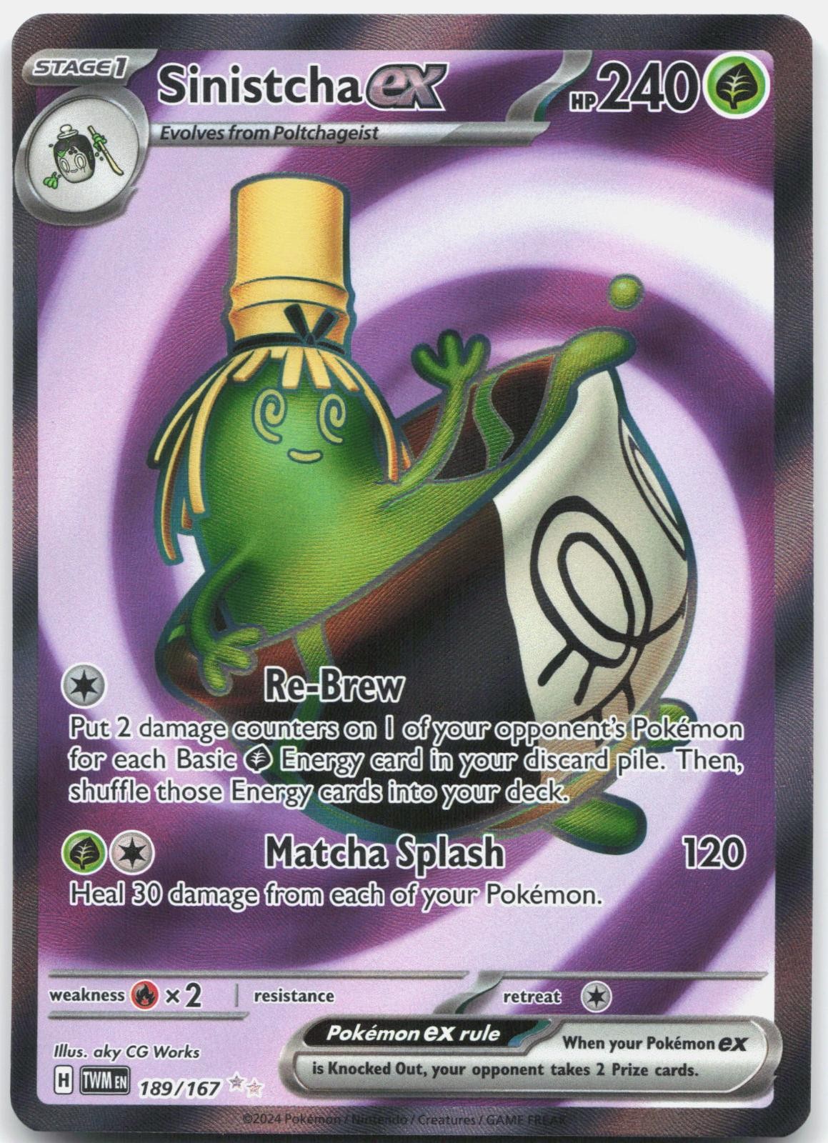Sinistcha ex 189/167 Ultra Rare Twilight Masquerade Pokemon Holo Near Mint