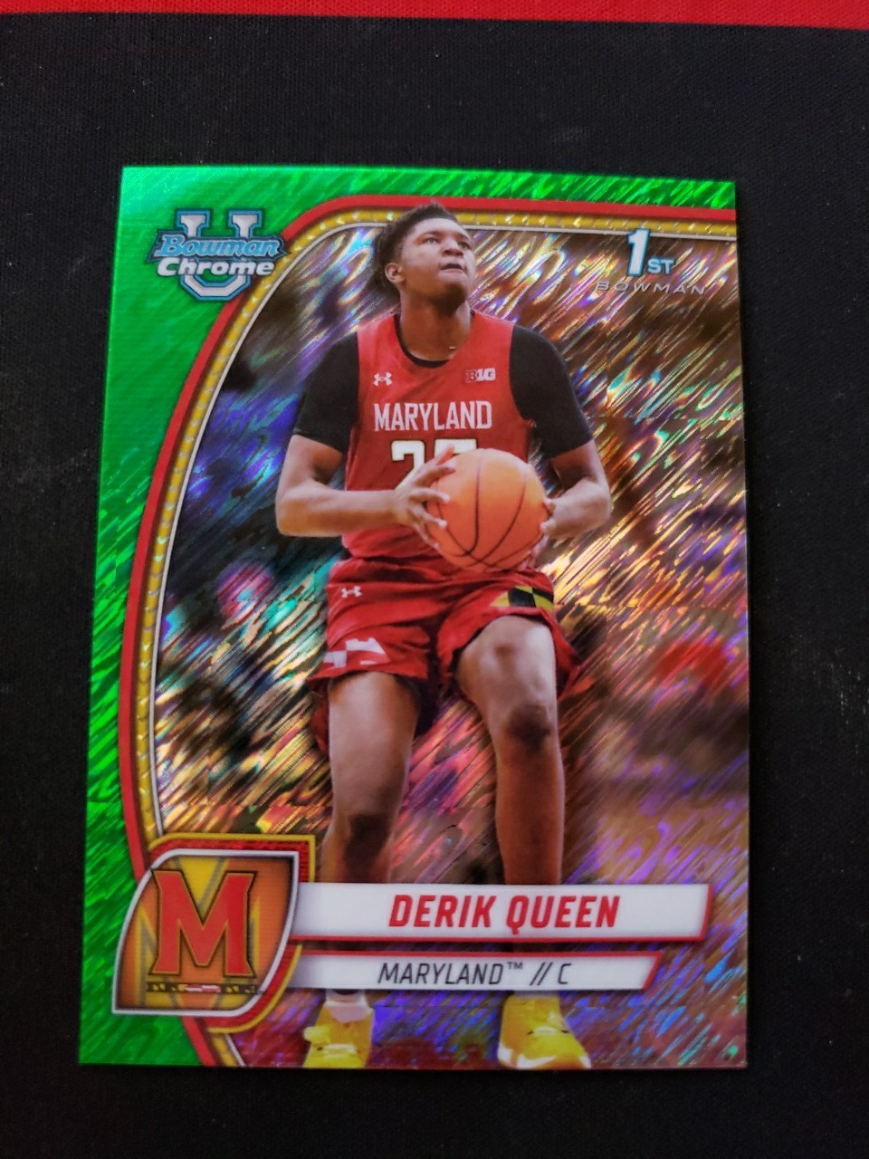 2024-25 Bowman University Chrome - Derik Queen #19 Green Shimmer Refractor (RC)