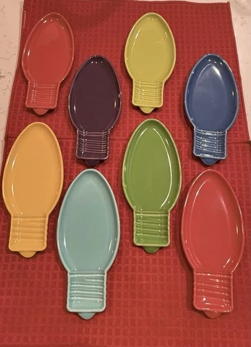 Set  of 8 FIESTA christmas 10.5" Light Bulb Appetizer/Snack Plate. NEW