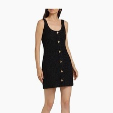 Michael Michael Kors Metallic Tweed Wool Blend Mini Dress Size US 10 Black