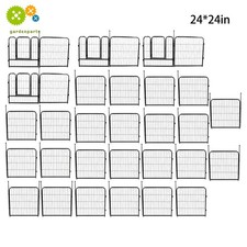 Dog Playpen 24 Inch 32 Panels Heavy Duty Metal Pet Exercise Pen Indoor Outdoor