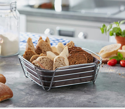 blomus DELARA Wire Serving Basket w/ Removable fabric Liner (3.5'' x 8'' x 8'')