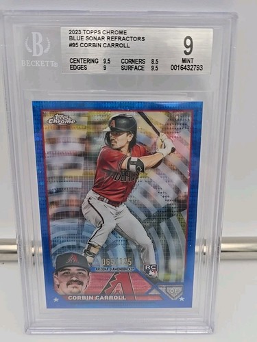Corbin Carroll 2023 Topps Chrome Blue Sonar Refractor #95 65/125 PSA 9 New