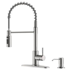 Pull Down Sprayer Kitchen Faucet, Stainless Steel, High Arc, Brushed Nickel
